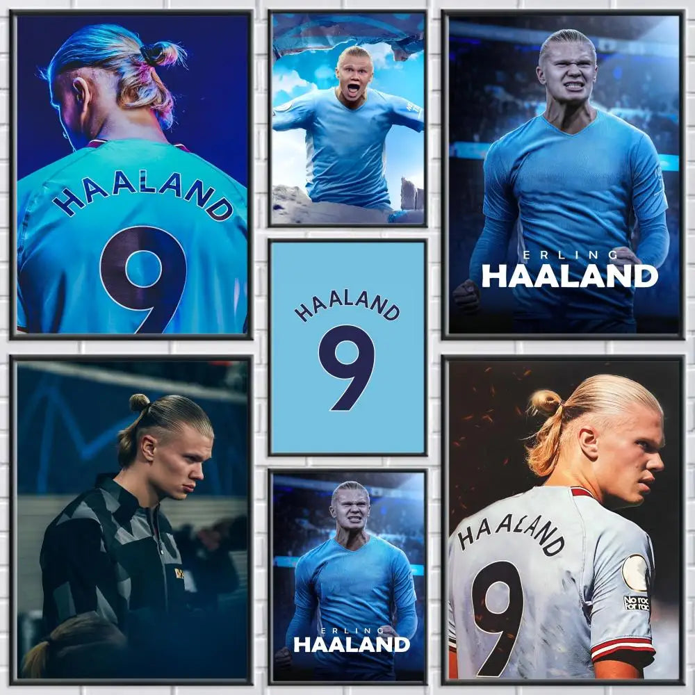 Haaland No.9 Canvas Wall Art – Unframed Football Poster Canvas Wall Art Axl
