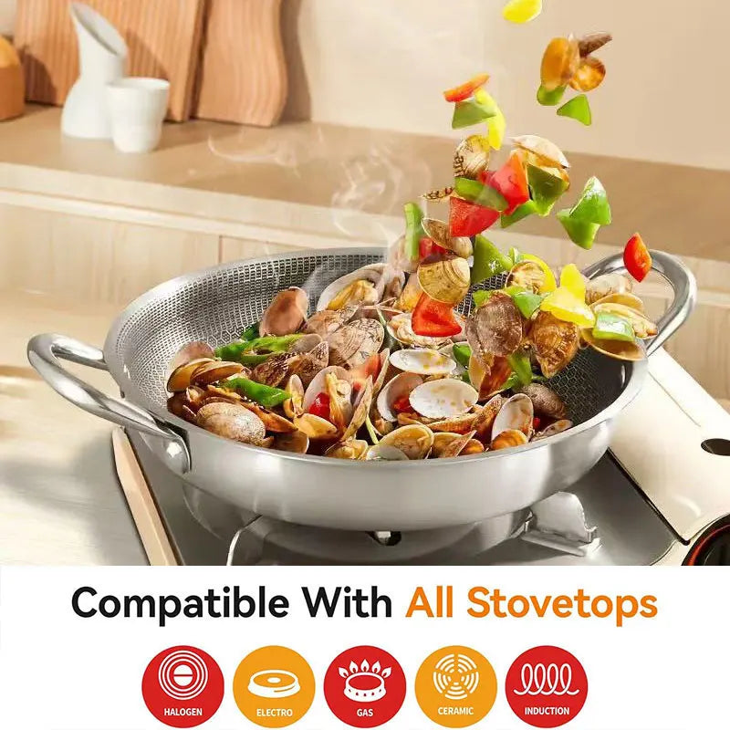 PGY Stainless Steel Honeycomb Wok 24cm/28cm – PFOA-Free Stainless Steel Wok Axl