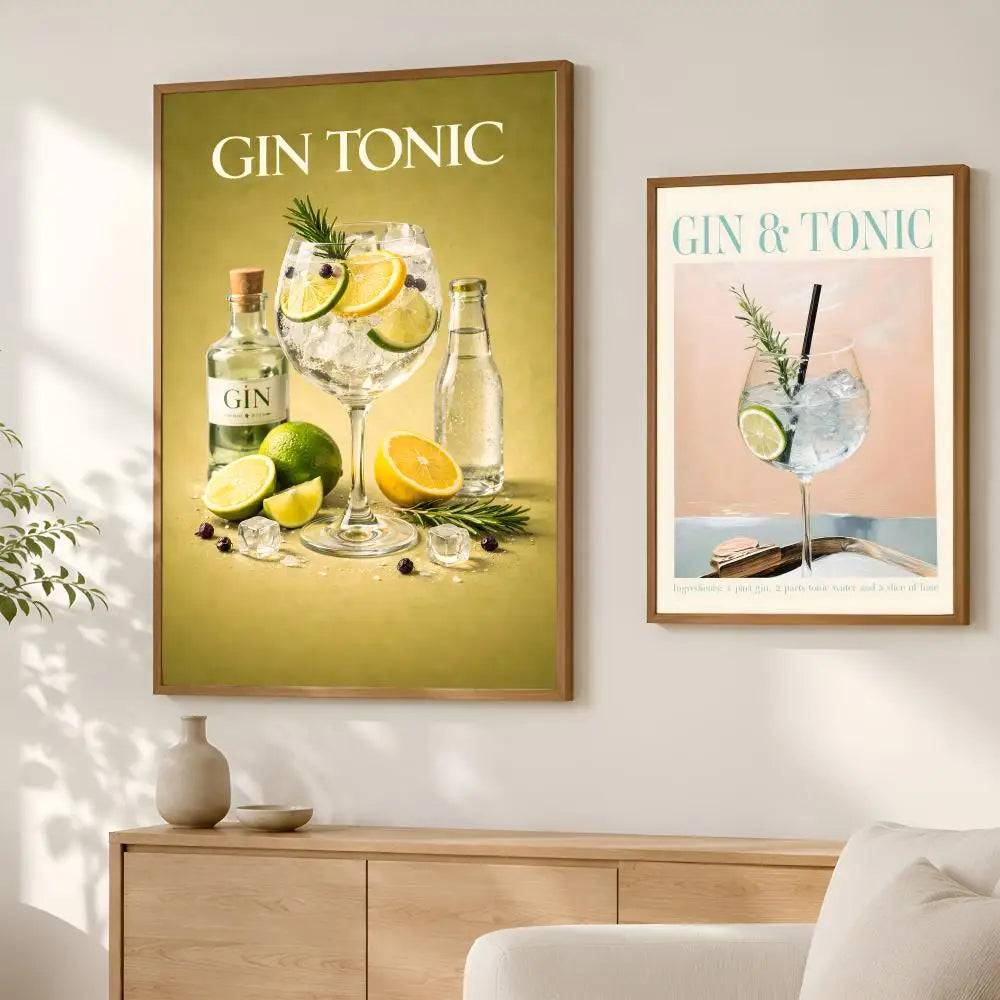 Gin & Tonic Cocktail Wall Art Poster – Self-Stick HD Waterproof Wall Art Poster Axl