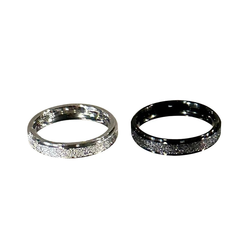 2Pcs Geometric Matte Couple Rings – Black & White Zinc Alloy Fashion Ring Set Axl OneSize