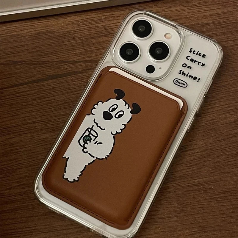Dog Cartoon Magnetic Wallet Case iPhone 14 & 15 – Card Holder Wallet Phone Case Axl
