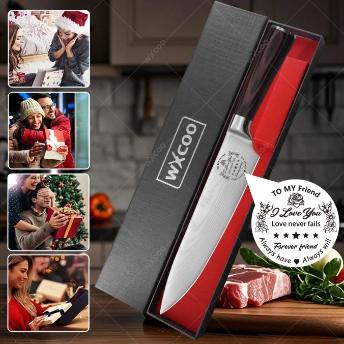 WXCOO Japanese Chef Knife 5Cr15Mov Steel Santoku Boning Knife Chef Kitchen Knife Axl