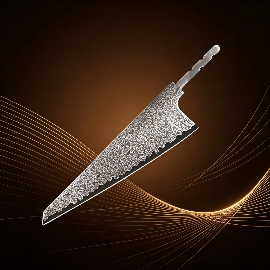 Damascus Steel Chef Knife Blade Blank | DIY Knife Making Knife Blade Blank Axl Slicing Blade-1PC
