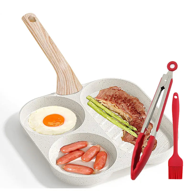 Nonstick Divided Omelette & Grill Pan – 3-Section Skillet Divided Grill Pan Axl
