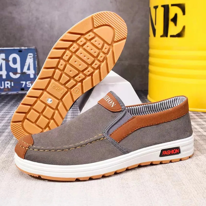 Men's Slip-On Canvas Loafers – Lightweight Non-Slip Casual Shoes Men's Canvas Loafers Axl GRAY 43