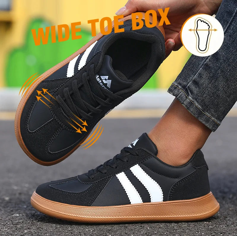 AZGB Women's Lightweight Striped Canvas Sneakers | Wide Fit Women's Walking Sneakers Axl