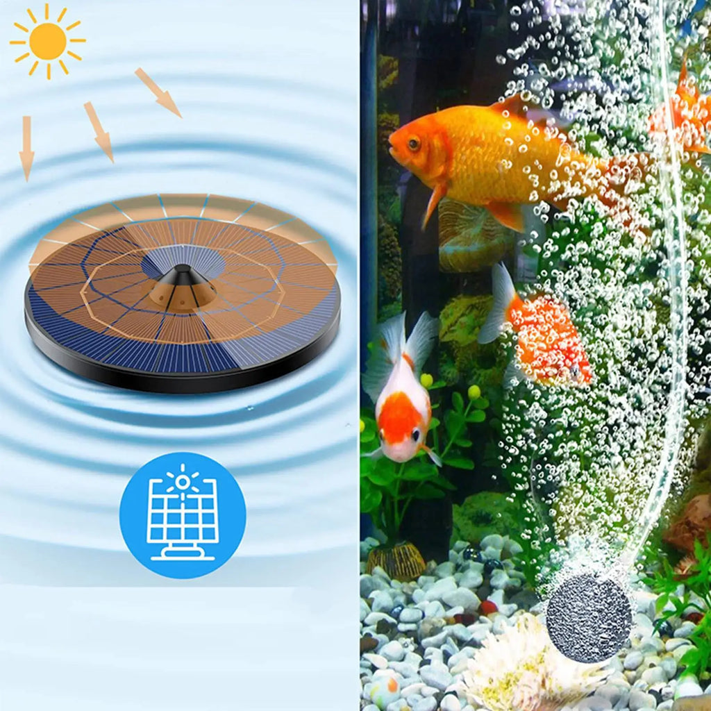 Solar Floating Pond Aerator – Oxygen Pump with Bubble Stone Solar Pond Aerator Axl