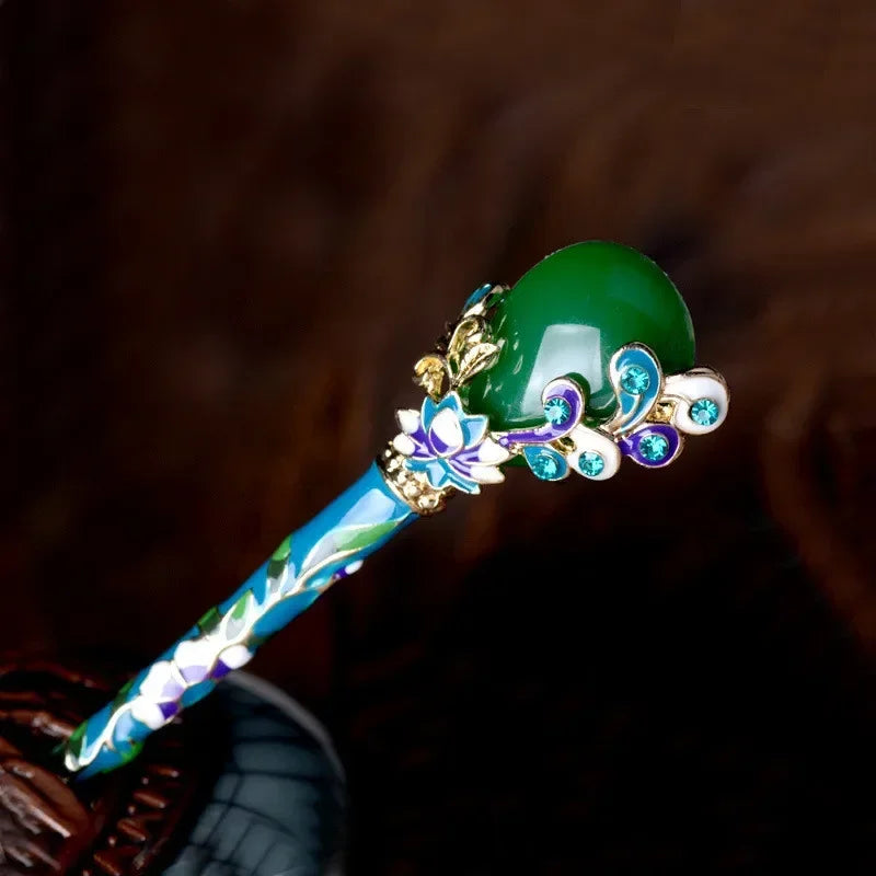 Retro Imitation Jade Hair Stick – Vintage Alloy Hairpin for Women Vintage Hair Stick Axl