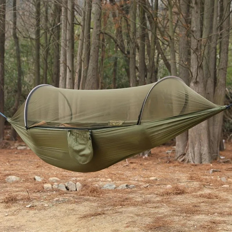 Quick-Install Camping Hammock with Mosquito Net | Portable Camping Hammock Axl army green