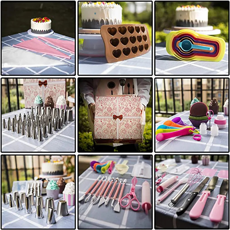 464-Piece Cake Decorating Kit – Turntable, Tips & Baking Tools Cake Decorating Kit Axl