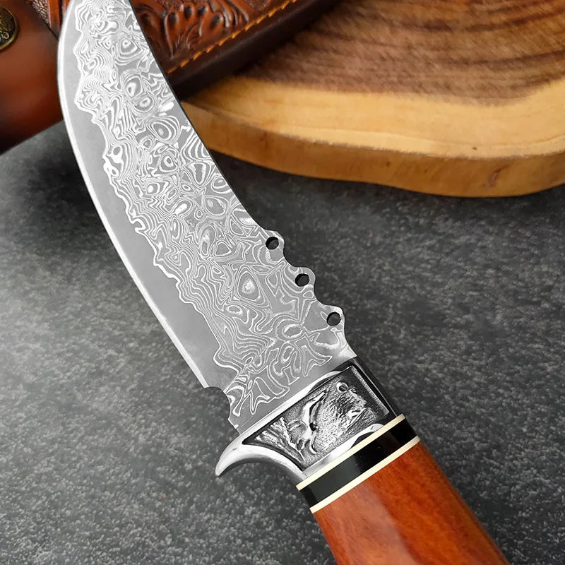 67-Layer Damascus Steel VG10 Boning Knife – Wood Handle Damascus Kitchen Knife Axl