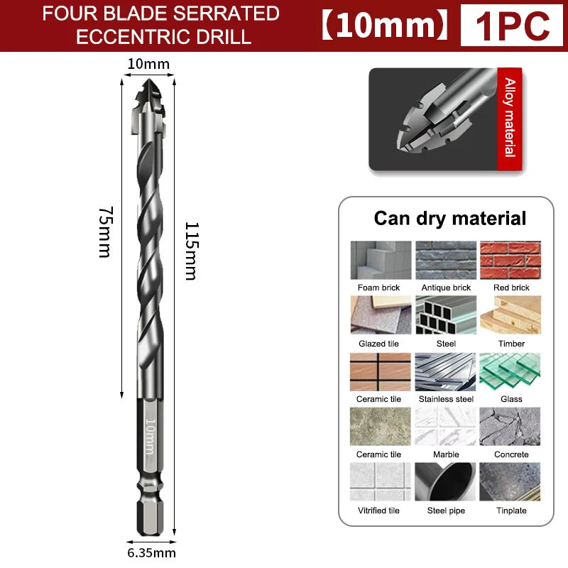 7-Pc Tungsten Steel Drill Bit Set – Tile, Glass & Concrete Drill Bit Set Axl 10mm