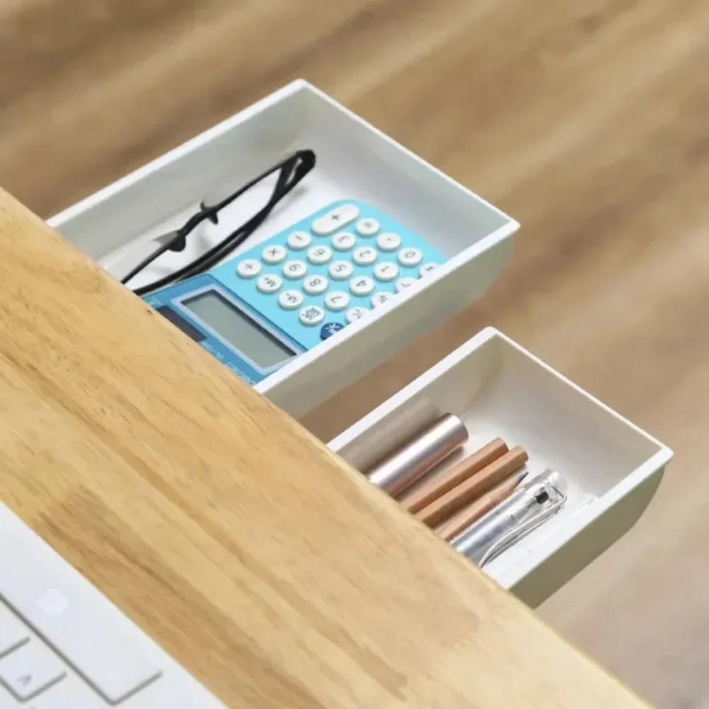 Under Desk Storage Drawer – Self-Adhesive Hidden Organizer Tray Desk Drawer Organizer Axl