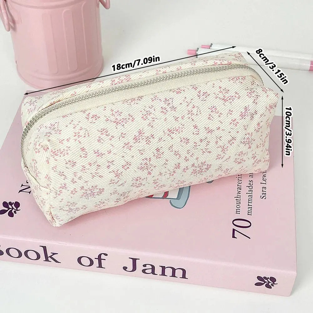 Large Capacity Floral Pencil Case – Cute Canvas Pen Bag Pencil Case Axl