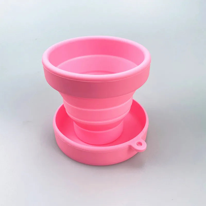 Foldable Silicone Travel Cup – Collapsible Portable Drinking Cup Collapsible Travel Cup Axl Pink