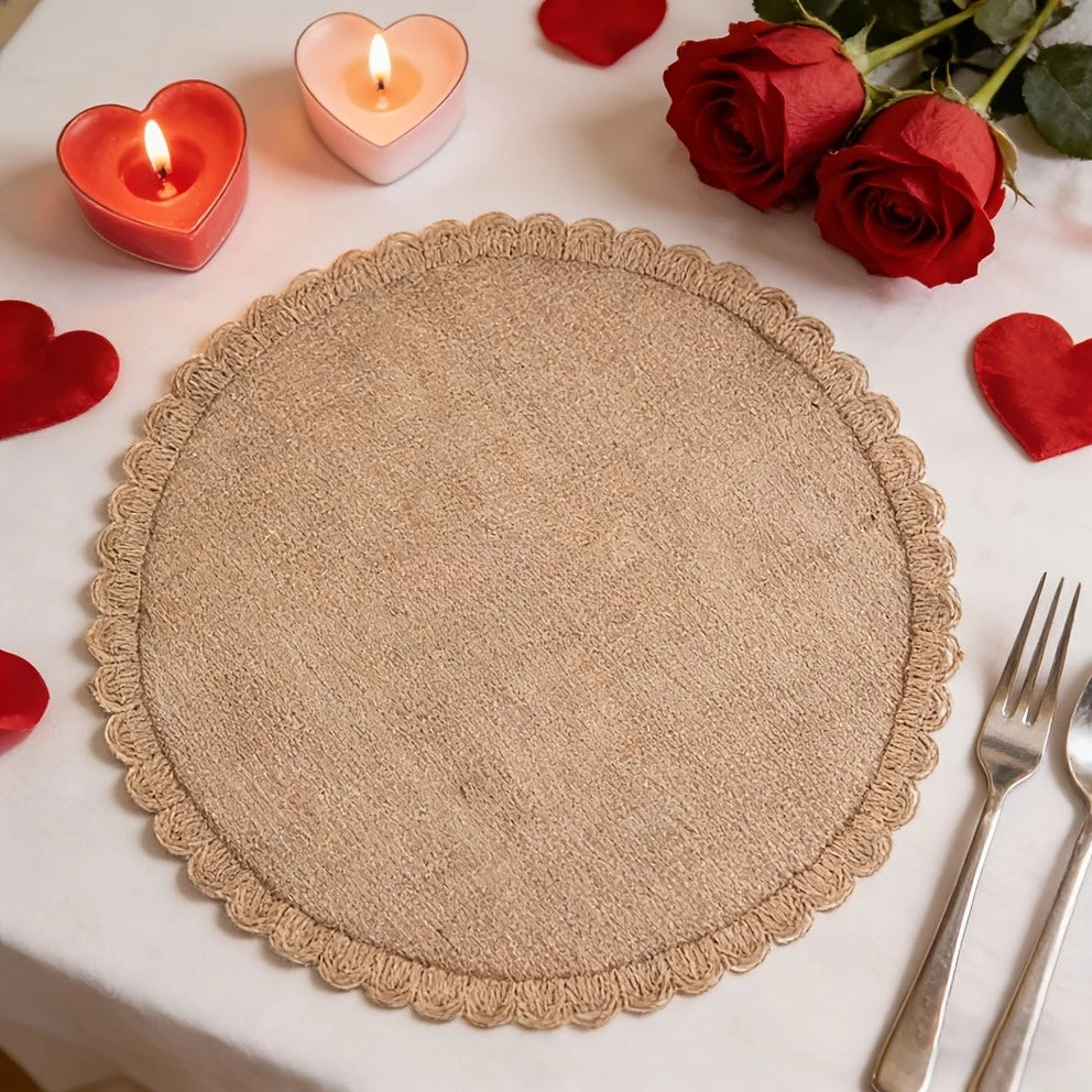 Bohemian Round Linen Placemats Set 6 or 10 Pcs | Table Mats Linen Placemats Set Axl