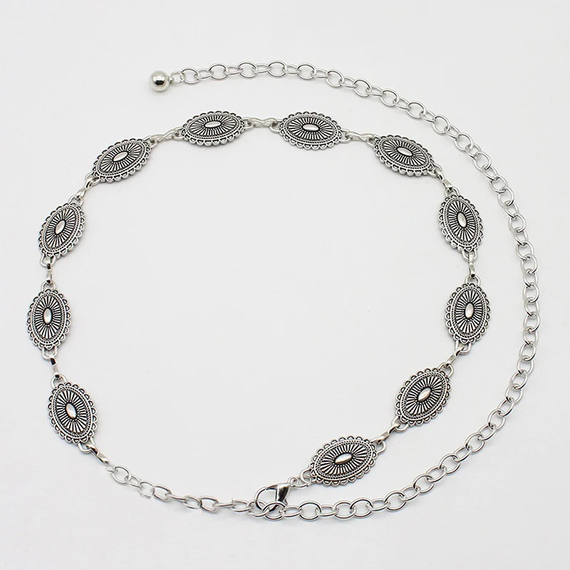 Bohemian Metal Waist Chain Belt – Retro Ethnic Style Women Waist Chain Belt Axl ONESIZE
