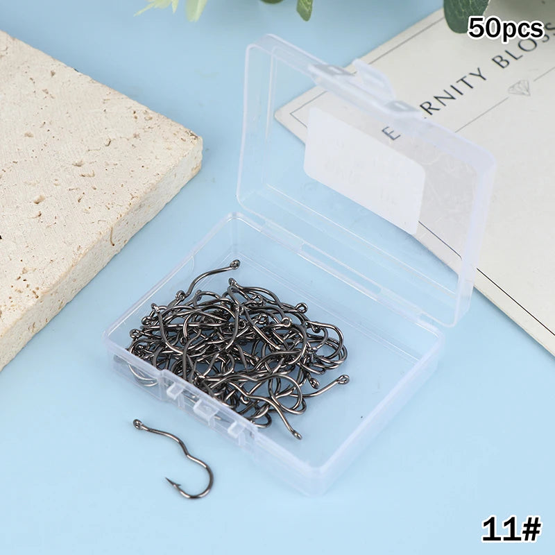 50-Pack Auto-Flip Crank Fishing Hooks | Sizes 5#–14# Steel Fishing Hooks Axl A7