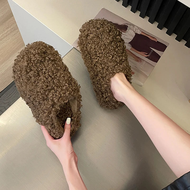 Women's Plush Flock Slippers – Hoof Heels Closed Toe Slides Women's Slippers Axl