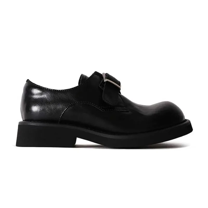 Women's Soft Round Toe Leather Loafers – Buckle Strap Flats Women's Loafers Axl