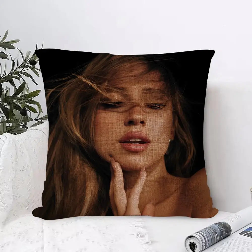 Tate McRae Linen Pillow Cover | Hidden Zipper Cushion Case Decorative Pillow Cover Axl White4 40X40cm
