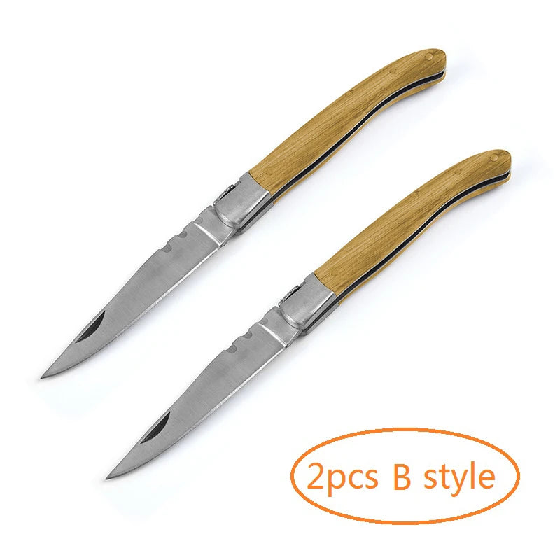 Wood Handle Folding Knife with Corkscrew | Pocket Carry Knife Folding Pocket Knife Axl 2pcs B knife