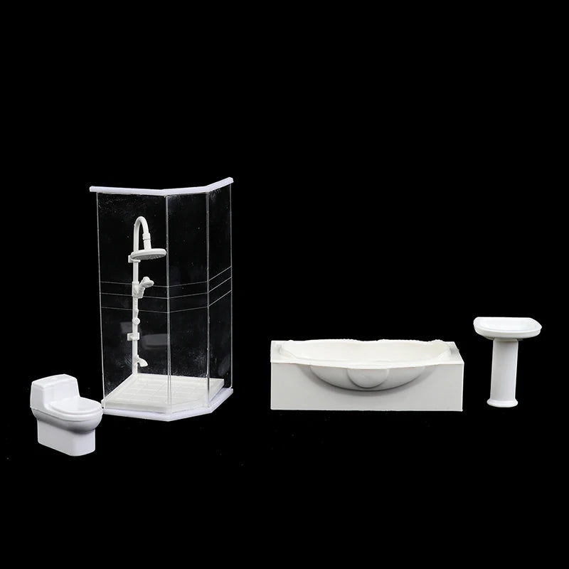 1:25 Dollhouse Miniature Bathroom Set – Toilet, Tub & Sink Dollhouse Accessory Set Axl