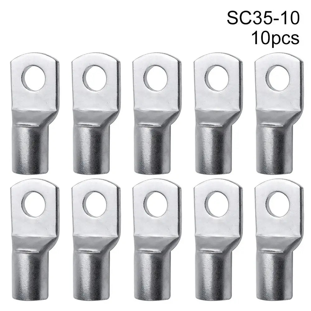 10Pcs SC Type Tinned Copper Ring Terminal Crimp Lug Kit Ring Terminal Crimp Lugs Axl 10pcs SC35-10