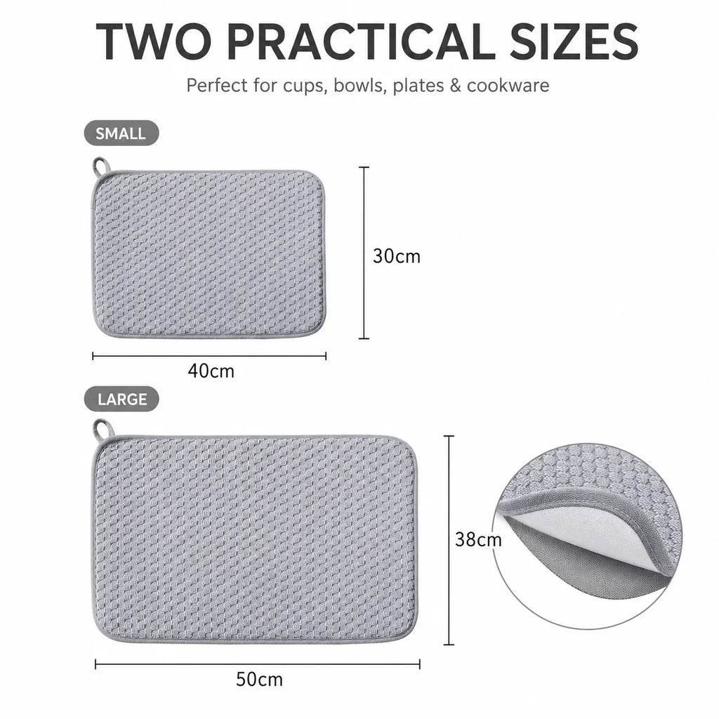 2-Pack Microfiber Dish Drying Mat – Absorbent Kitchen Counter Pad Dish Drying Mat Axl