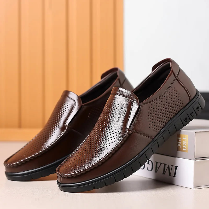 Men's Perforated Cowhide Leather Lace-Up Brogue Dress Shoes Men's Brogue Dress Shoes Axl