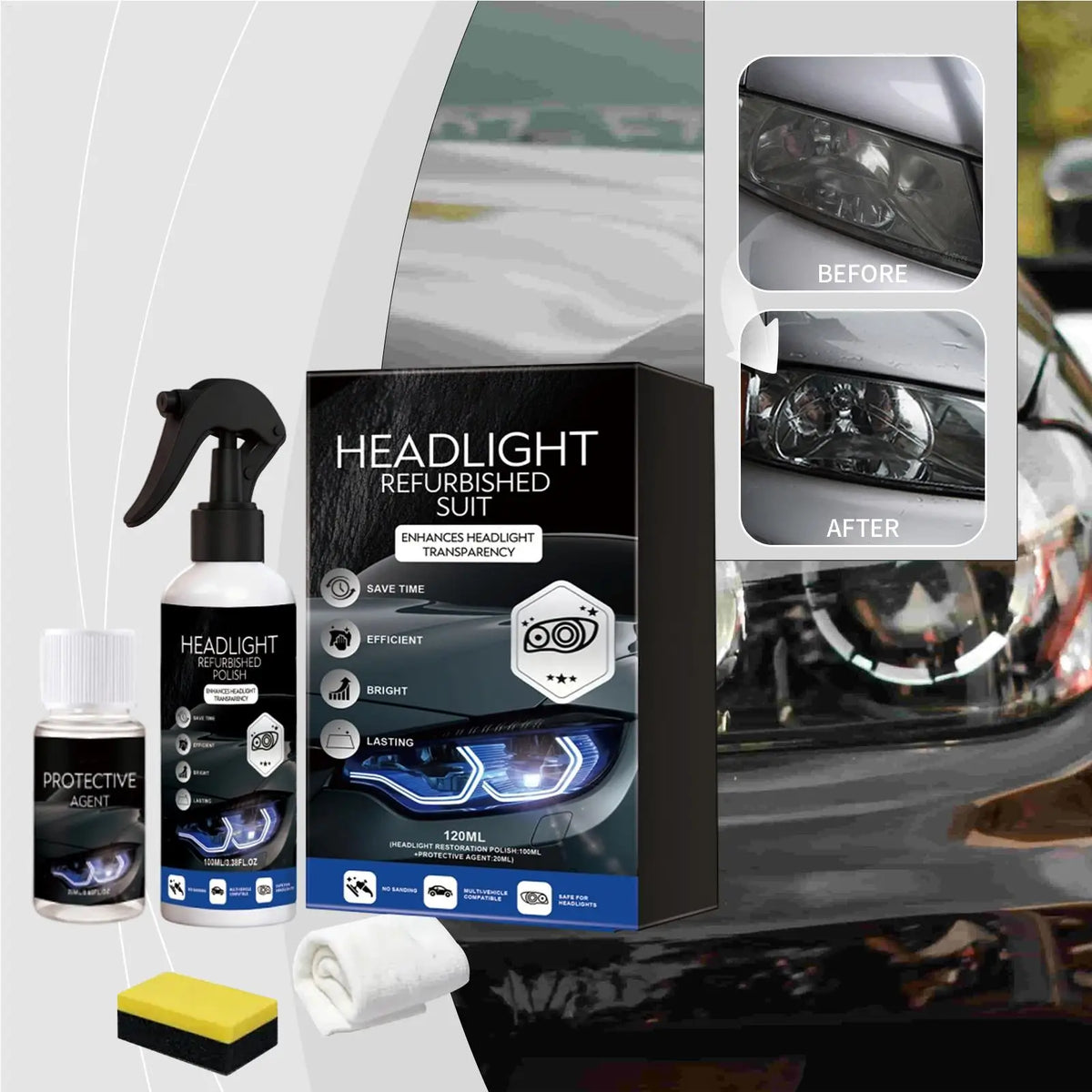 Headlight Restoration Kit – Lens Cleaner & UV Protection Headlight Restoration Kit Axl