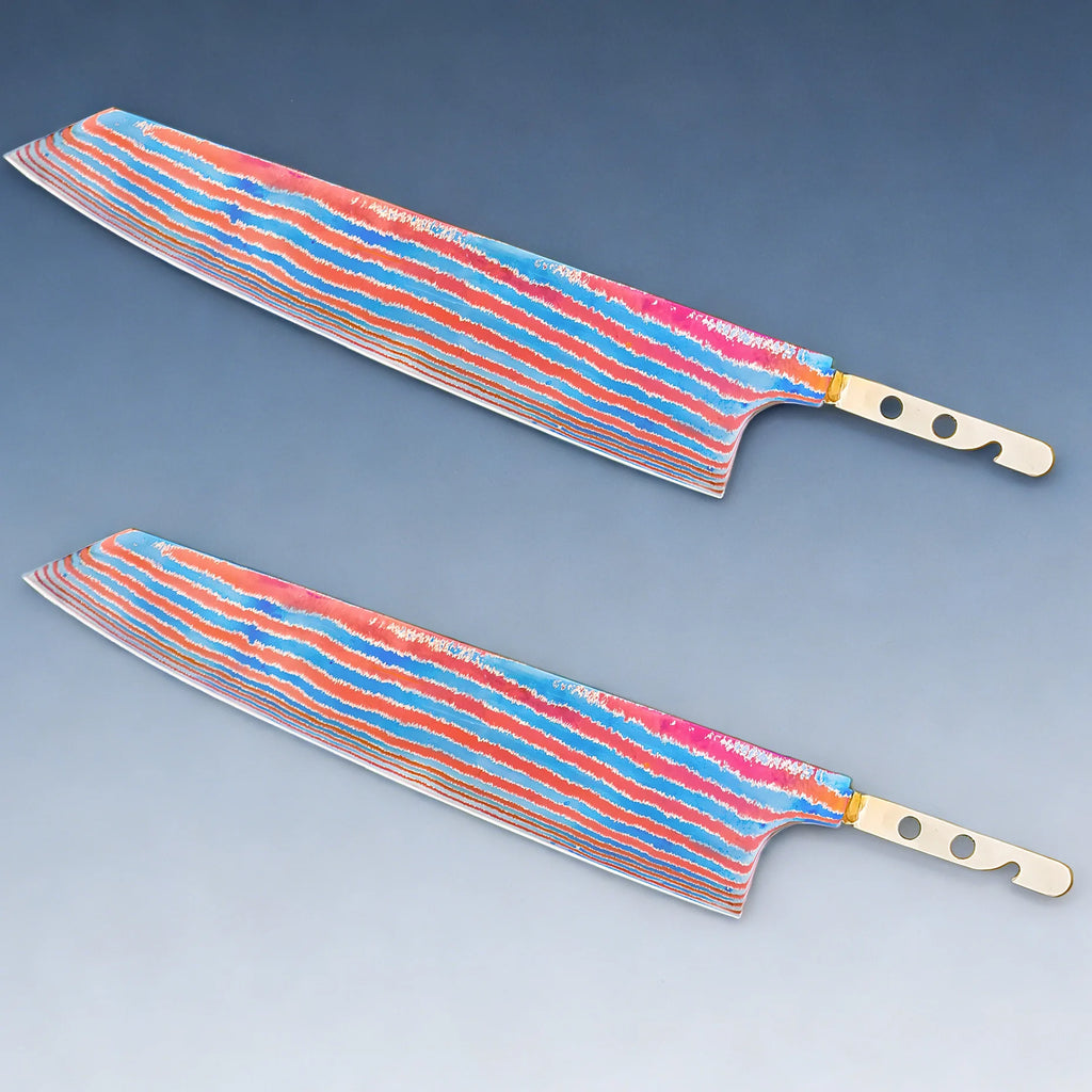 Kiritsuke Knife Blade Set – Titanium Damascus Steel DIY Making Knife Blade Blank Axl