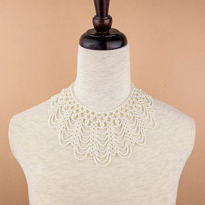 Pearl Beaded Lace Detachable Collar Necklace for Wedding Dress Detachable Collar Necklace Axl