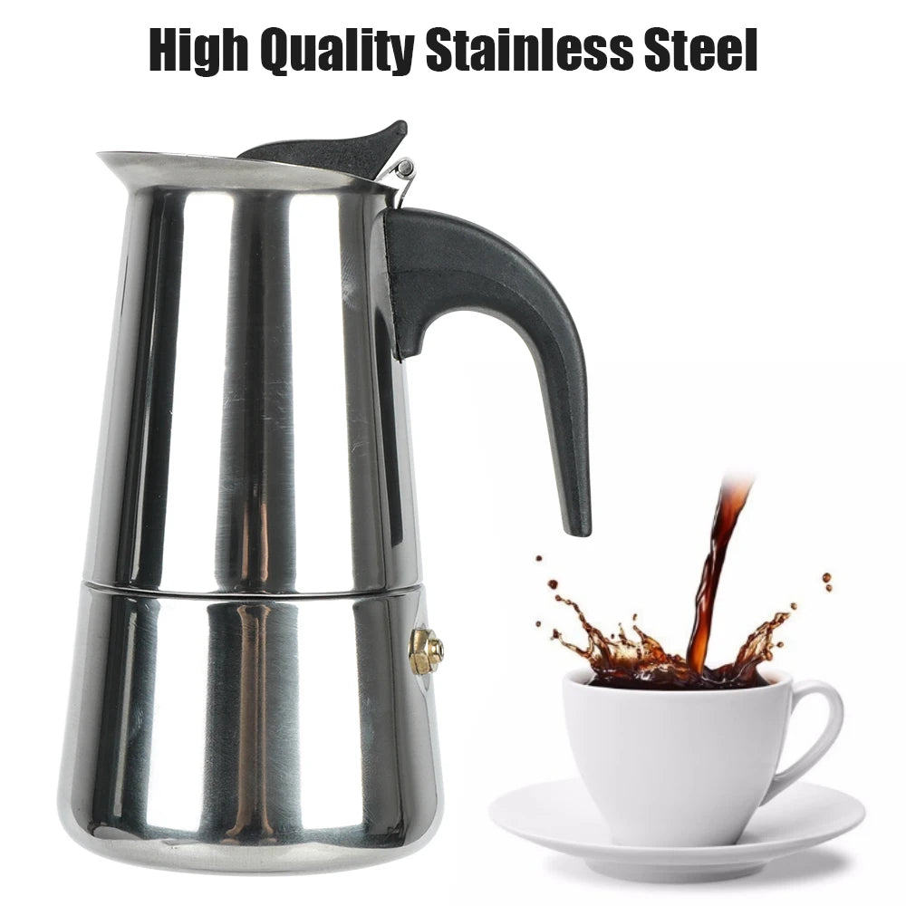 Stainless Steel Moka Pot – Stovetop Espresso Maker 2–9 Cup Moka Pot Axl