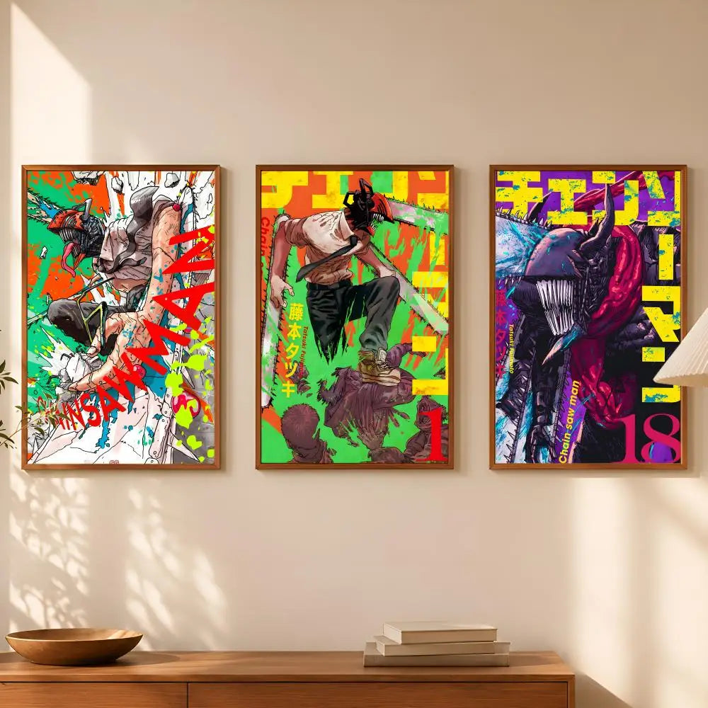 Makima Chainsaw Man Self-Stick HD PVC Wall Art Poster Anime Wall Poster Axl