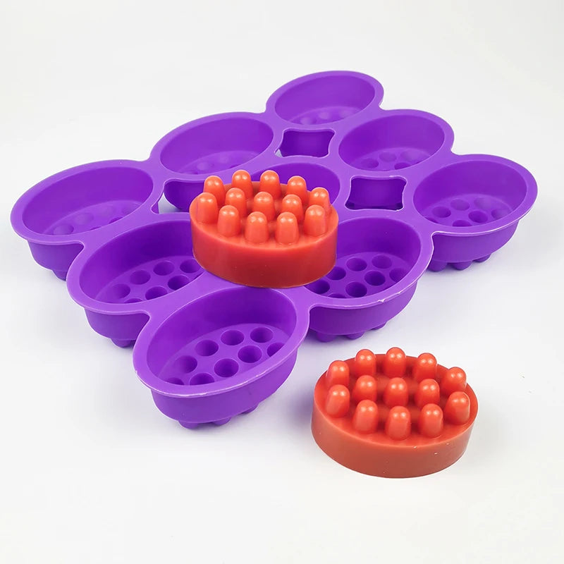 3D Silicone Massage Soap Mold – Oval Spa Bar Mould 2–6 Cavities Silicone Soap Mold Axl