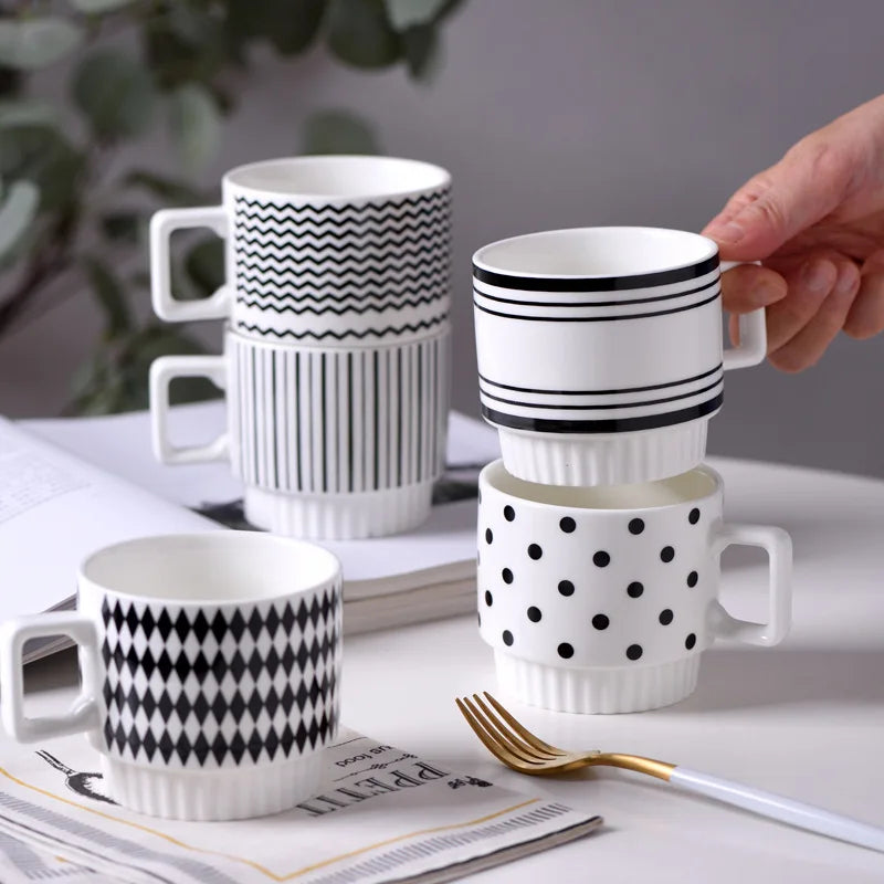KEMORELA Nordic Ceramic Mug – Stackable Coffee & Tea Cup Ceramic Coffee Mug Axl