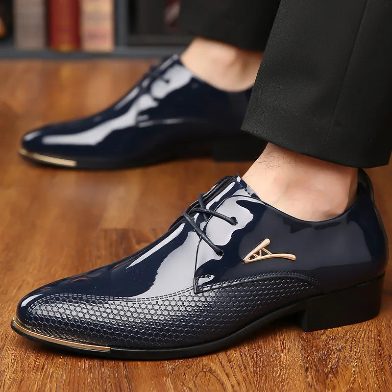 Men's Pointed-Toe Business Dress Shoes – Shiny Formal, Plus Size Men's Dress Shoes Axl