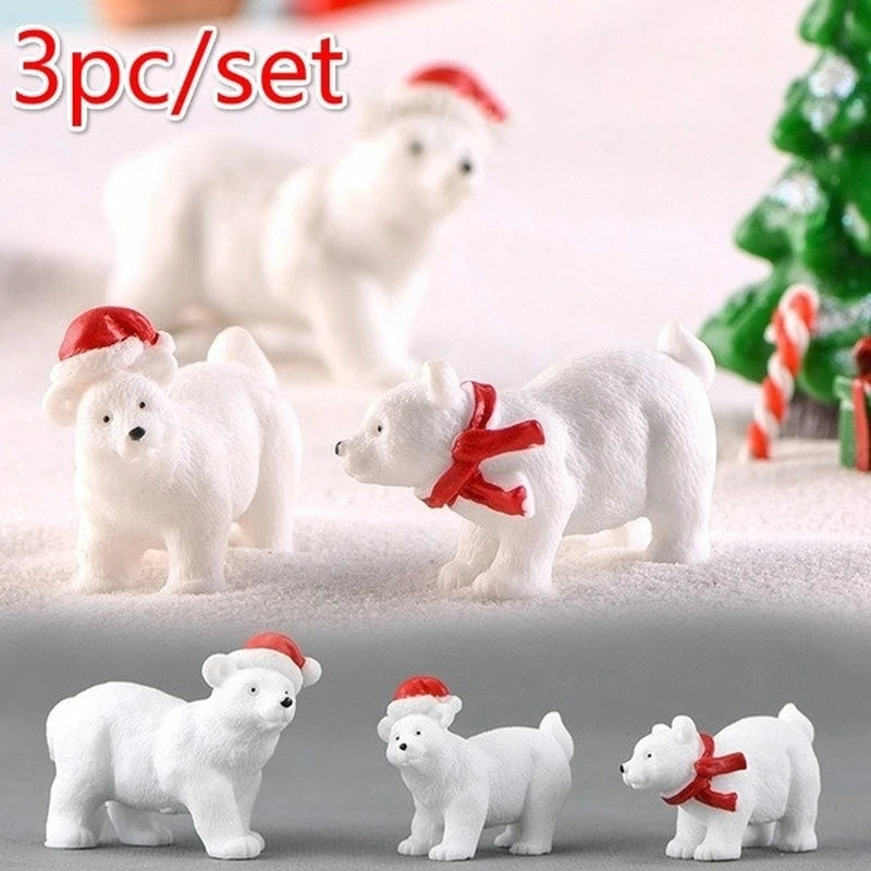 Miniature Polar Bear Figurines Set of 3 – Christmas Snow Decor Miniature Figurine Set Axl Default Title
