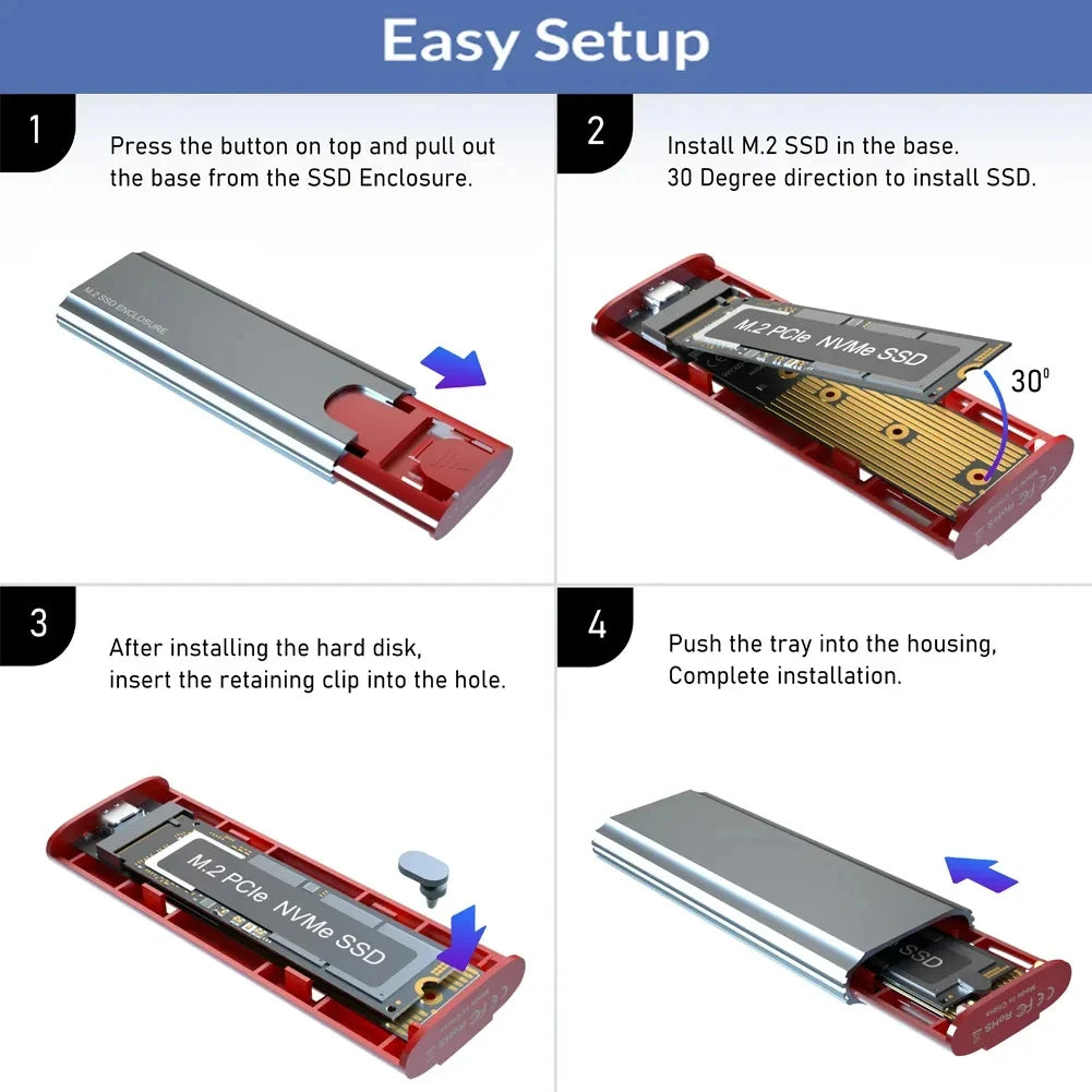 M.2 NVMe SATA SSD Enclosure – 10Gbps USB 3.2 Gen 2 USB-C SSD Enclosure Axl