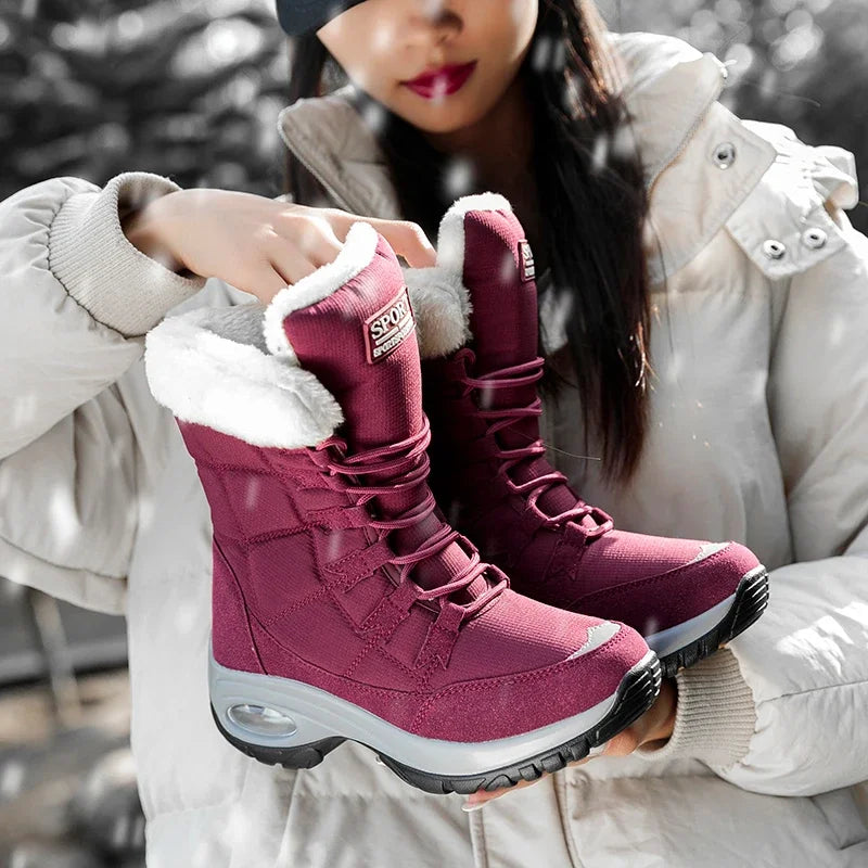 Women's Winter Platform Snow Boots – Waterproof Fur-Lined Women's Snow Boots Axl Red 40