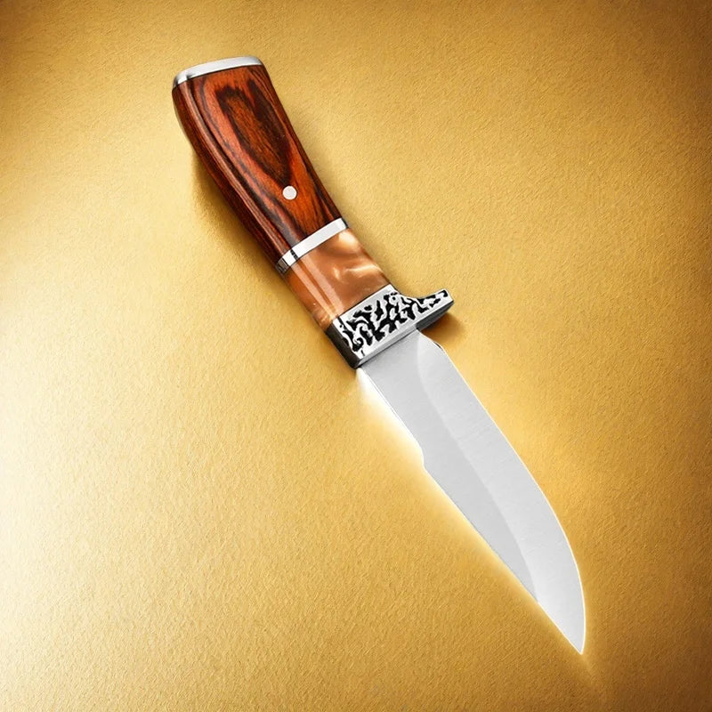 Fixed Blade Boning Knife – Wood Handle Camping & Kitchen Fixed Blade Knife Axl