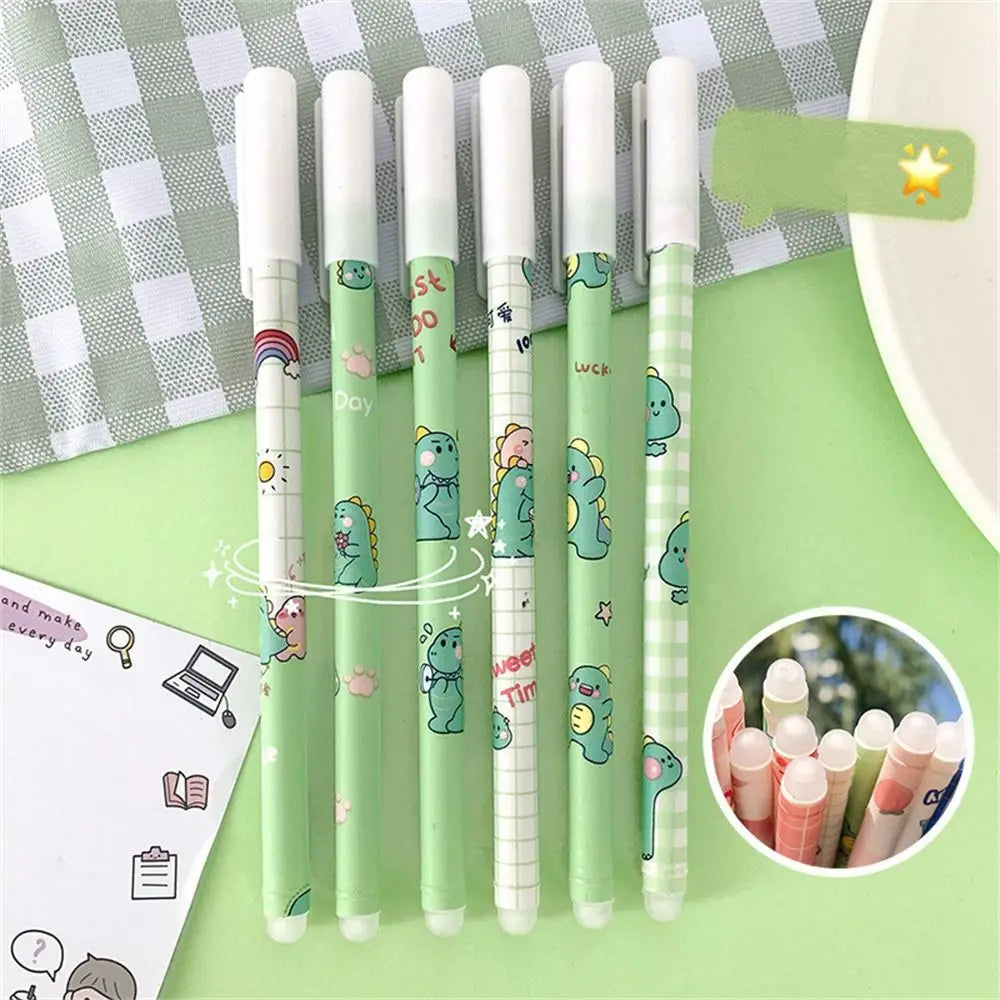 Kawaii Erasable Gel Pen 0.5mm Blue Ink – Cartoon Student Pen Erasable Gel Pen Axl dinosaur random 1pc