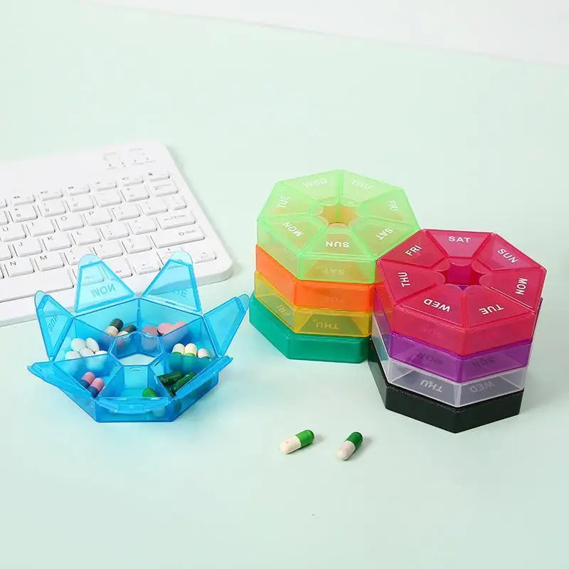 7-Day Pill Organizer – Mini Portable Travel Pill Box, 7-Grid Pill Organizer Axl