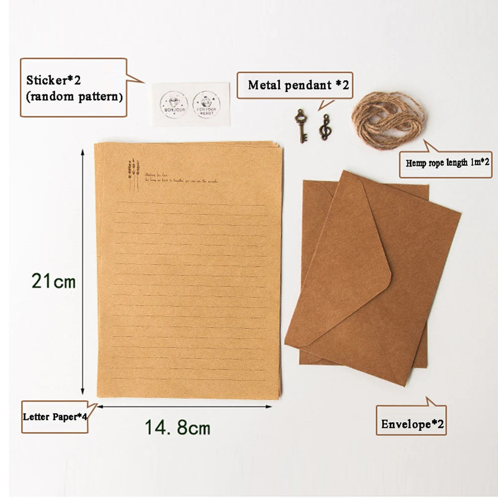 Vintage Kraft Paper Envelope Set | European Letter Writing Kit Stationery Writing Set Axl style7