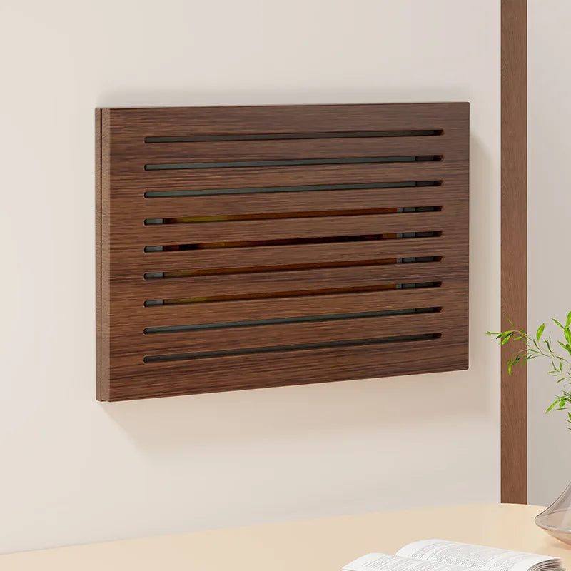 Wood Wall Art Meter Box Cover Panel – Modern Home Decor Decorative Wall Panel Axl 40X30CM Brown-Louver Shaped