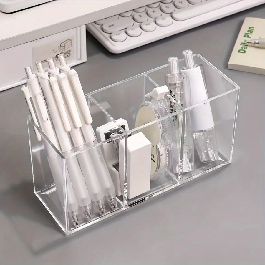 Acrylic Makeup Brush Holder – 3-Slot Cosmetic Organizer Cosmetic Organizer Axl