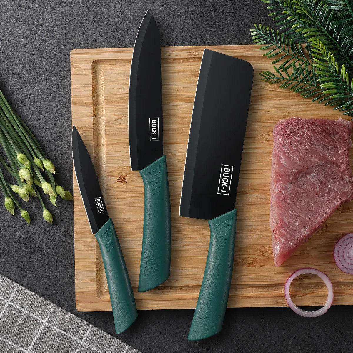 SHENJIU 3-Piece Kitchen Knife Set with Covers | Chef & Utility Kitchen Knife Set Axl