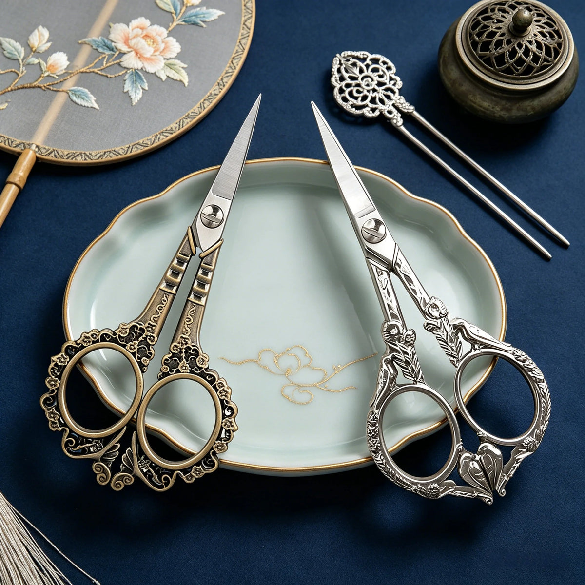 Vintage Tailor Scissors – Embroidery & Cloth Cutting Shears Embroidery Scissors Axl Scissors-2PCS