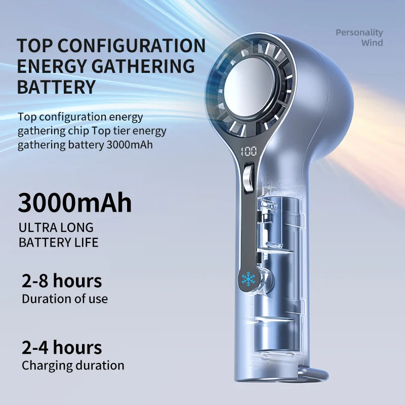 BALASHOV Handheld Fan 3000mAh USB Rechargeable with Display Handheld Cooling Fan Axl